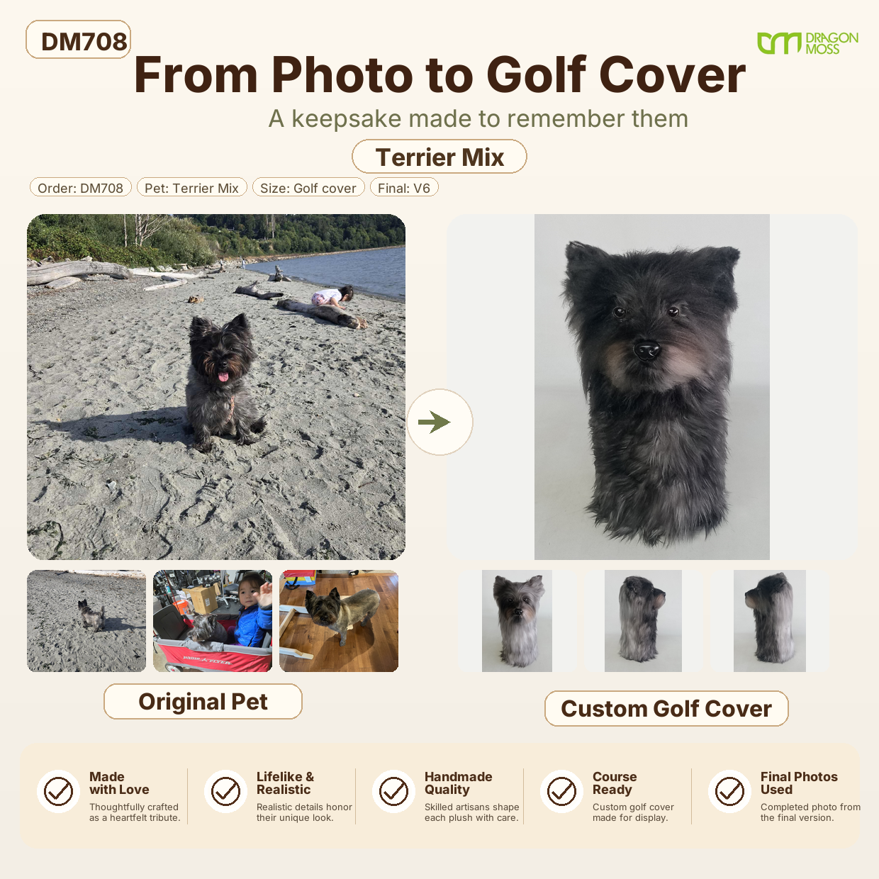 DragonMoss - custom Plush Golf Cover From the Photos of Your Pet