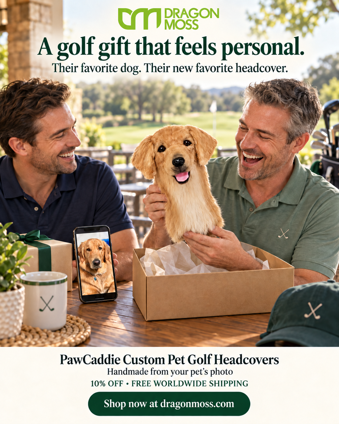 PawCaddie 写真から作るペットのゴルフヘッドカバー