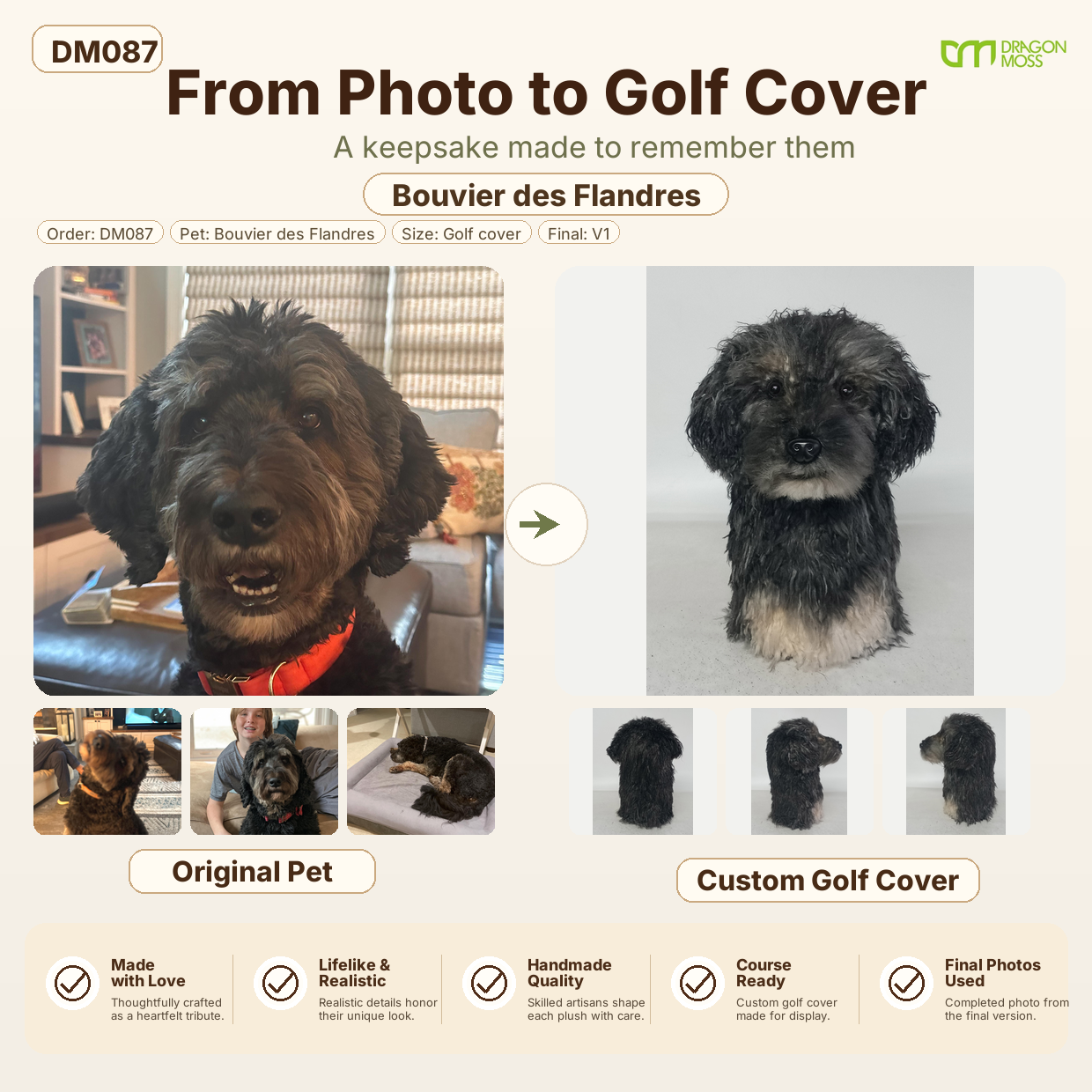 DragonMoss - custom Plush Golf Cover From the Photos of Your Pet