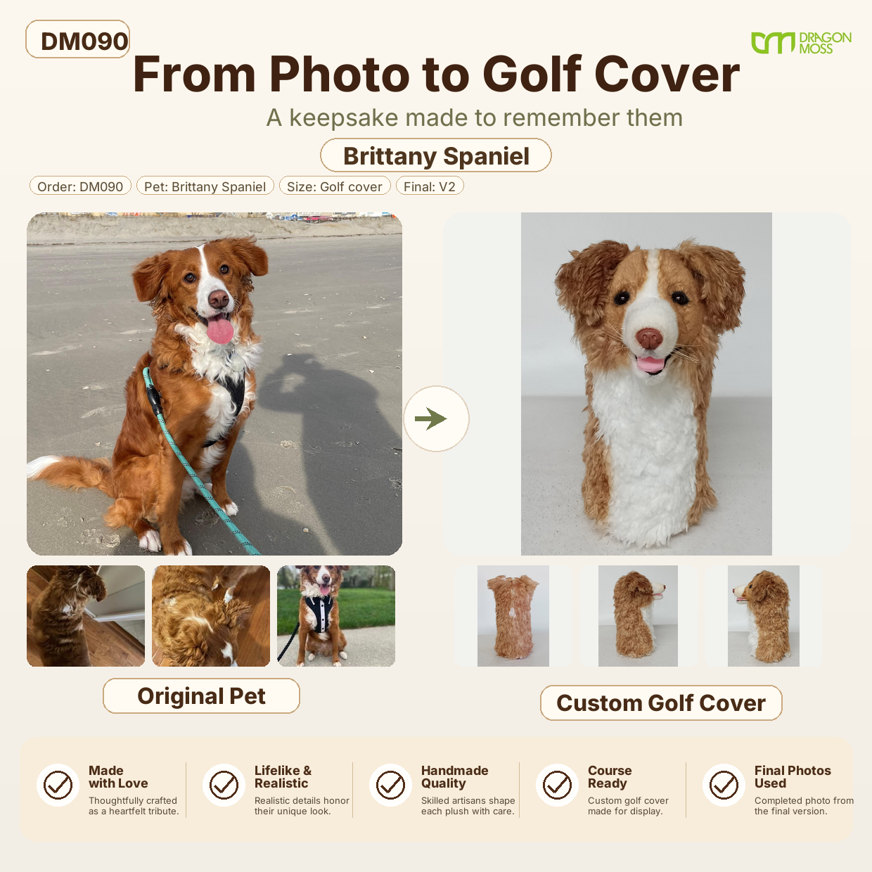 DragonMoss - custom Plush Golf Cover From the Photos of Your Pet