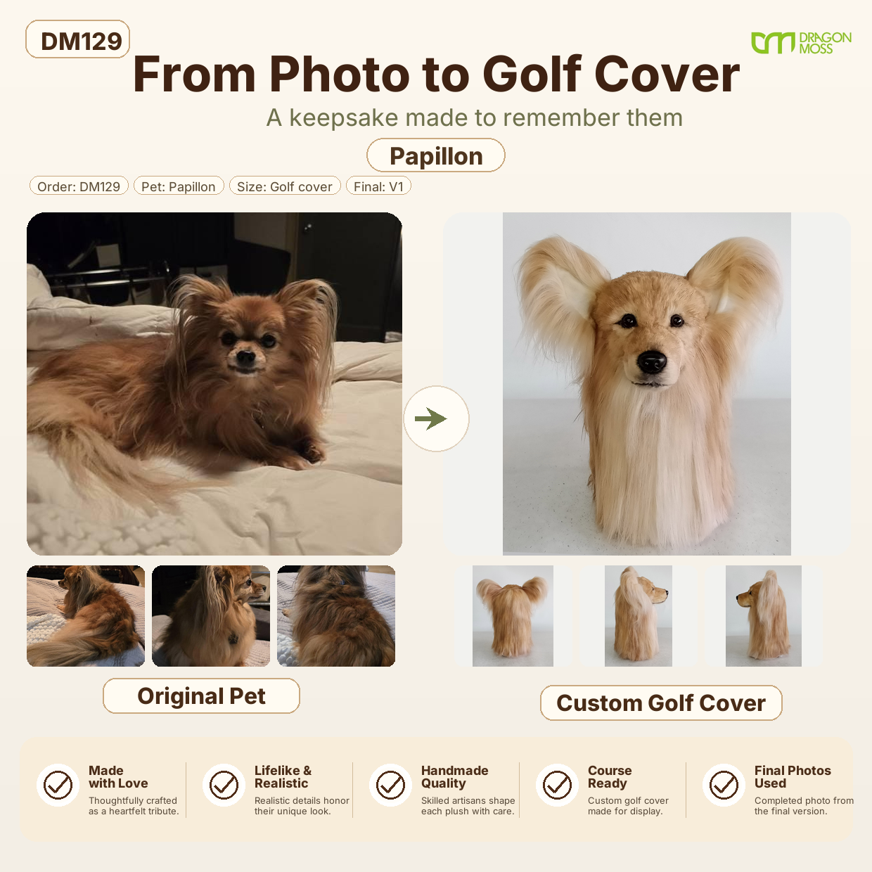 DragonMoss - custom Plush Golf Cover From the Photos of Your Pet