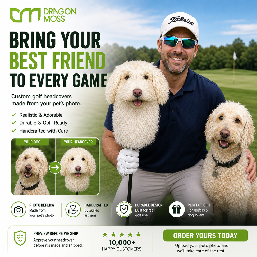 DragonMoss - custom Plush Golf Cover From the Photos of Your Pet