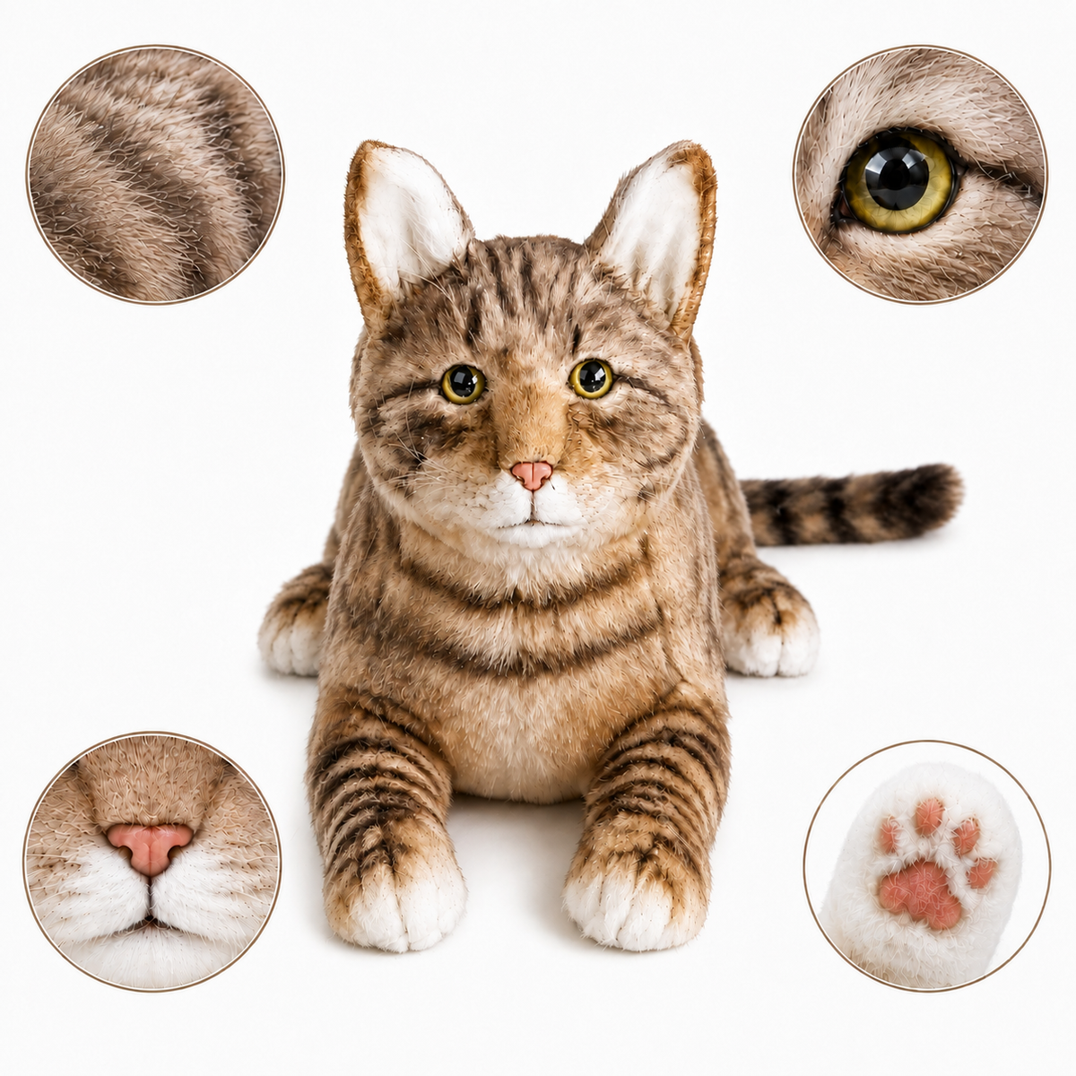 Ready-Made Brown Cat Plush - close-up details