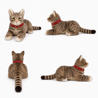 Ready-Made Brown Cat Plush - red collar views