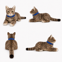 Ready-Made Brown Cat Plush - blue collar views
