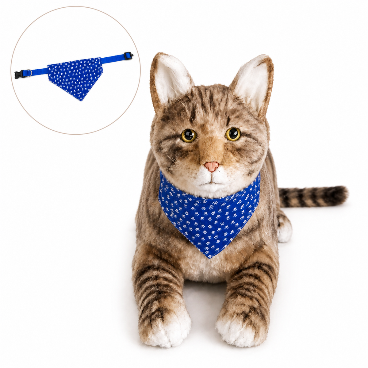 Ready-Made Brown Cat Plush - blue bandana