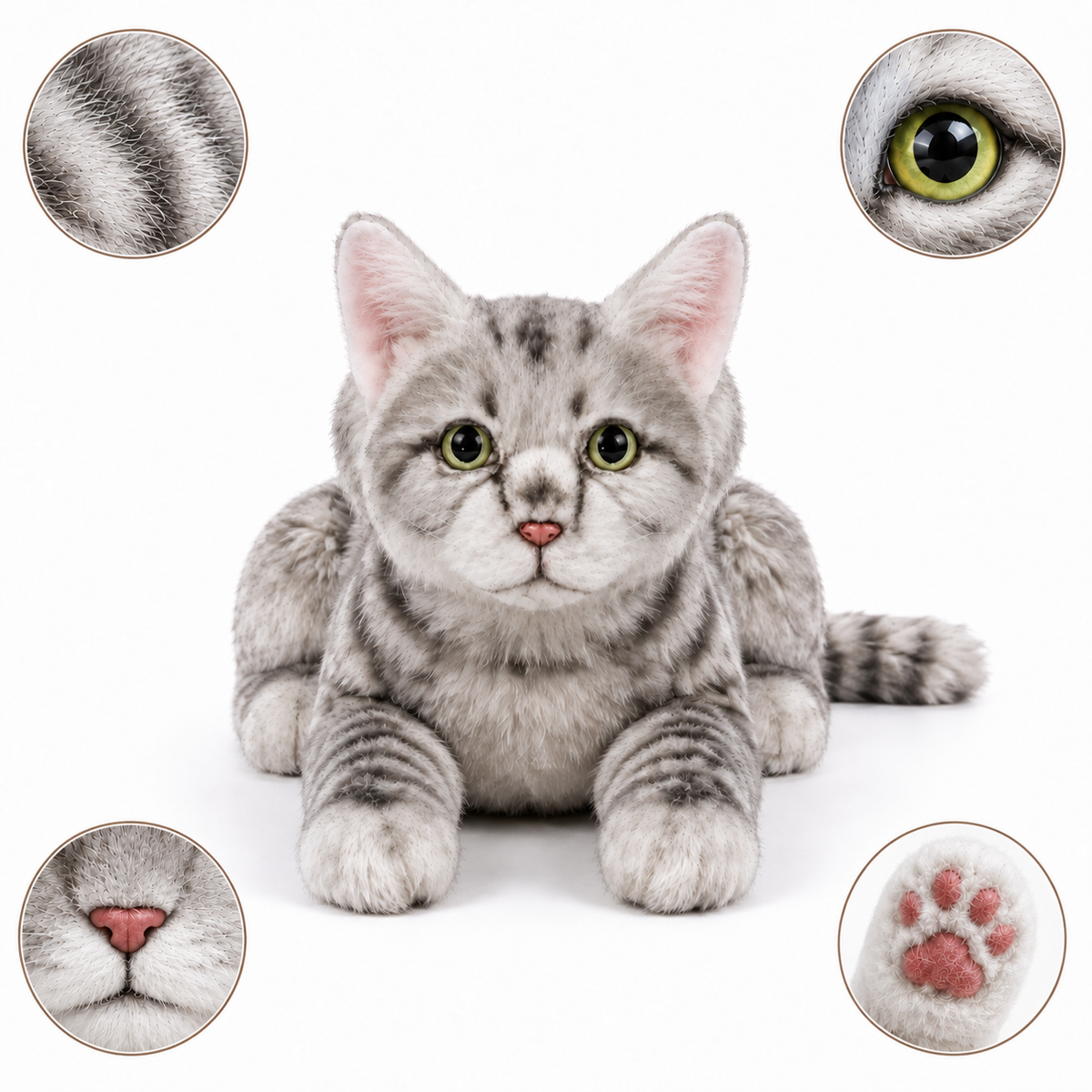 Ready-Made Gray Cat Plush - close-up details