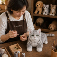 Ready-Made Gray Cat Plush - crafting scene