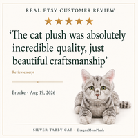Ready-Made Gray Cat Plush - Etsy review graphic