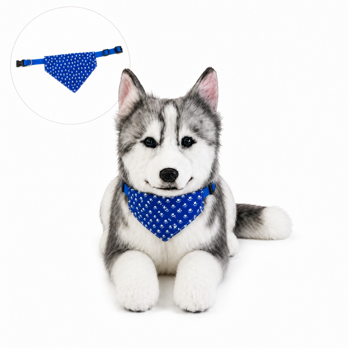 Ready-Made Siberian Husky Plush - blue bandana