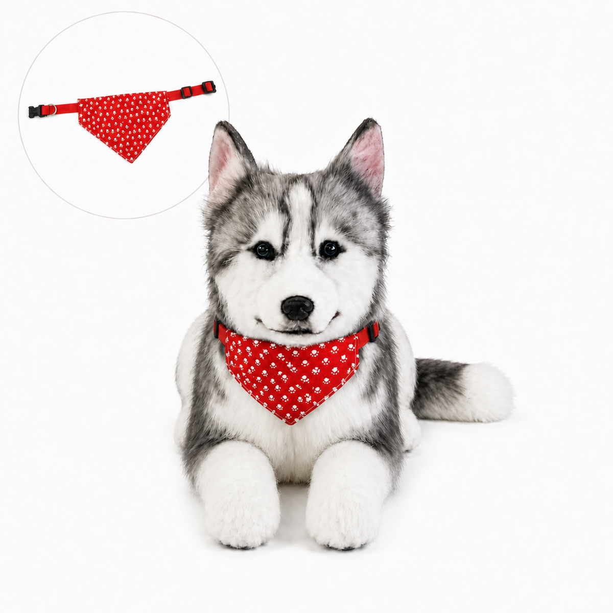 Ready-Made Siberian Husky Plush - red bandana