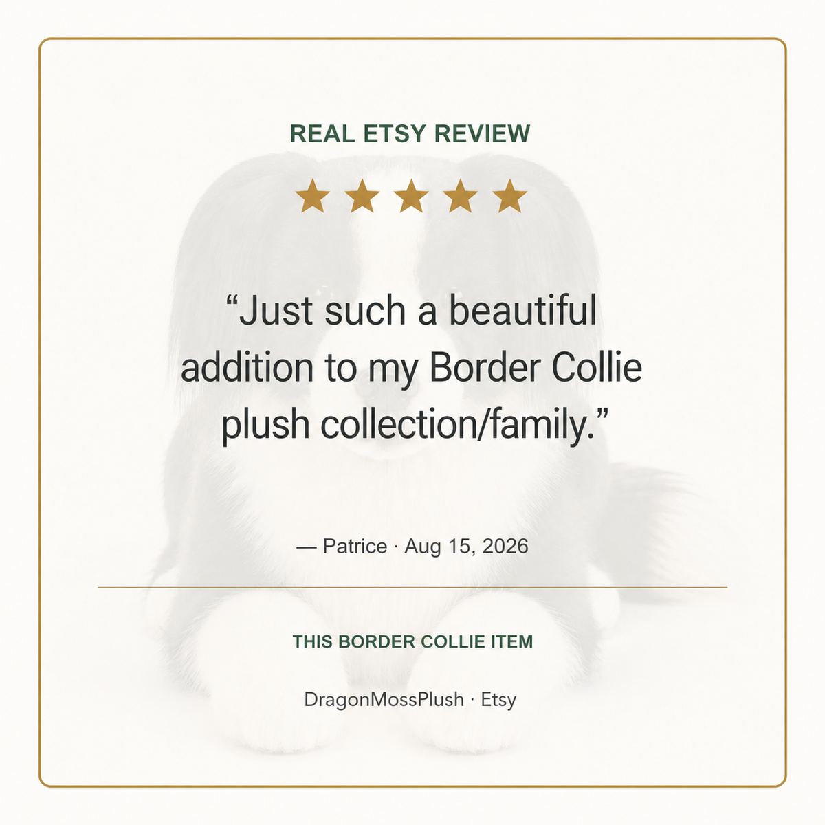 Ready-Made Border Collie Plush - Etsy review graphic