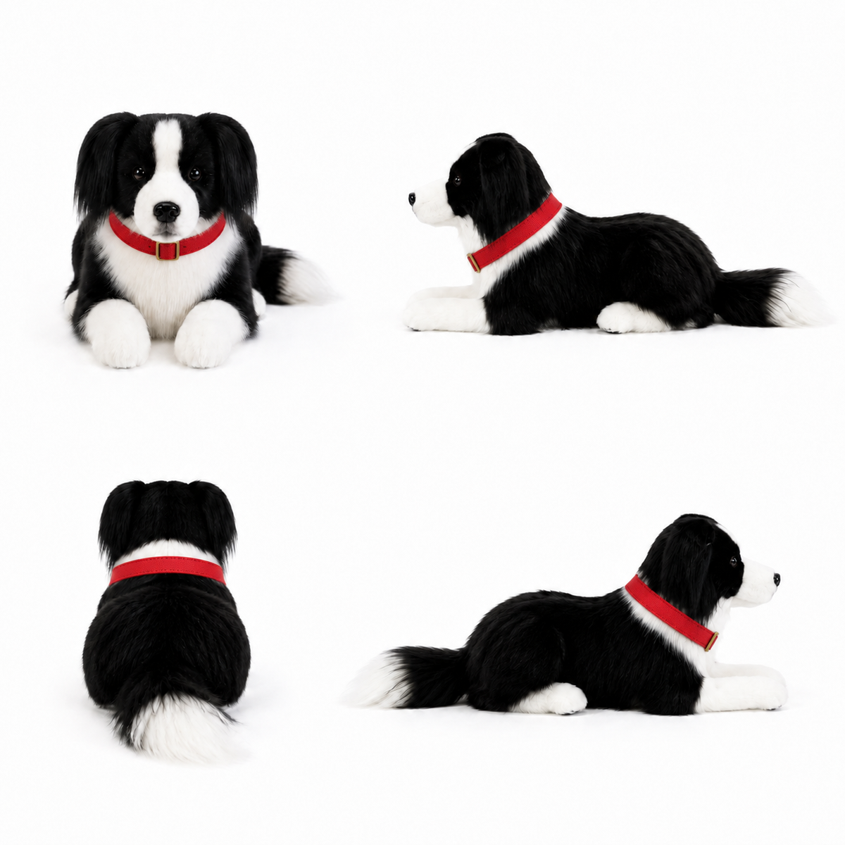 Ready-Made Border Collie Plush - red collar views