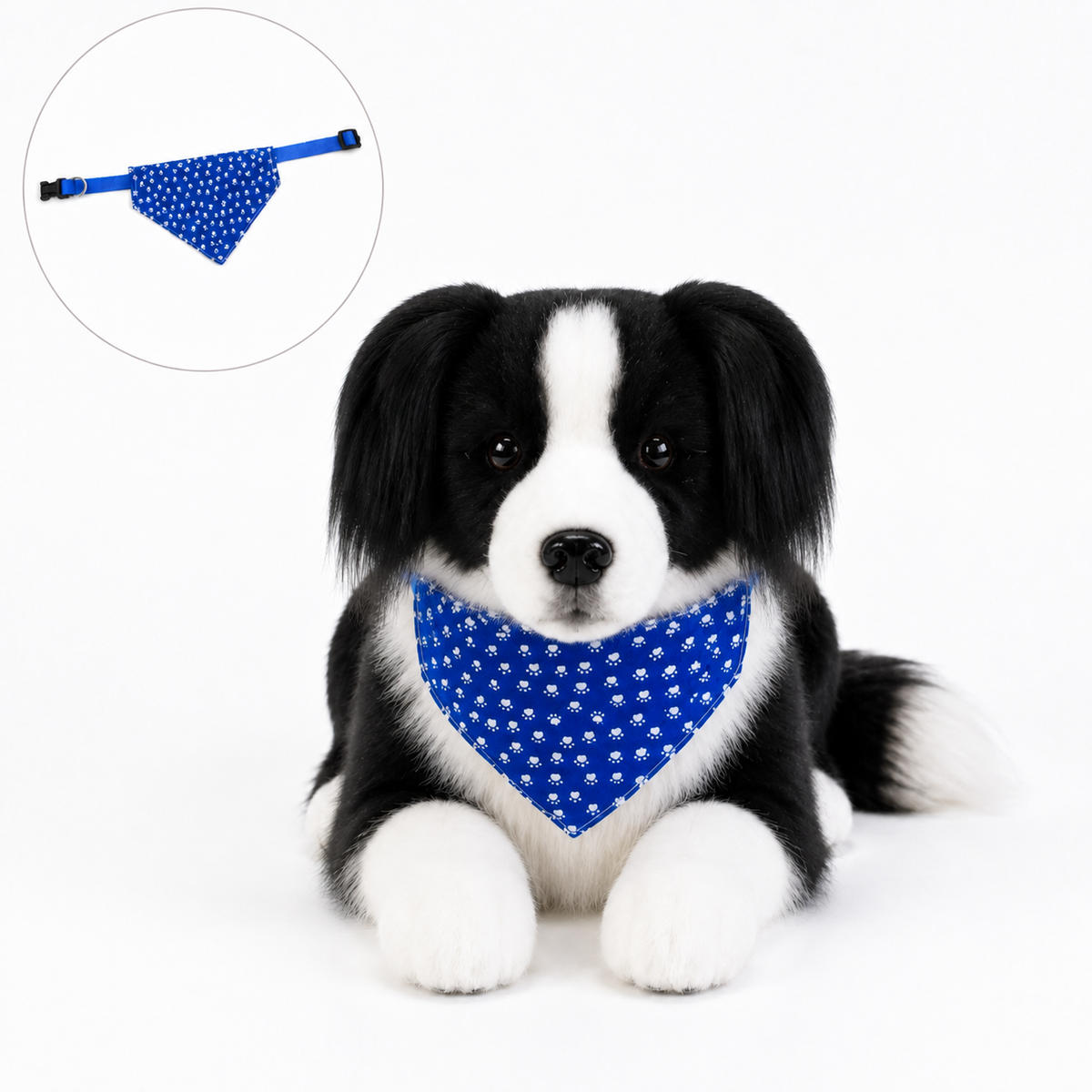 Ready-Made Border Collie Plush - blue bandana