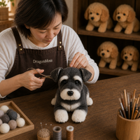 Ready-Made Miniature Schnauzer Plush - crafting scene