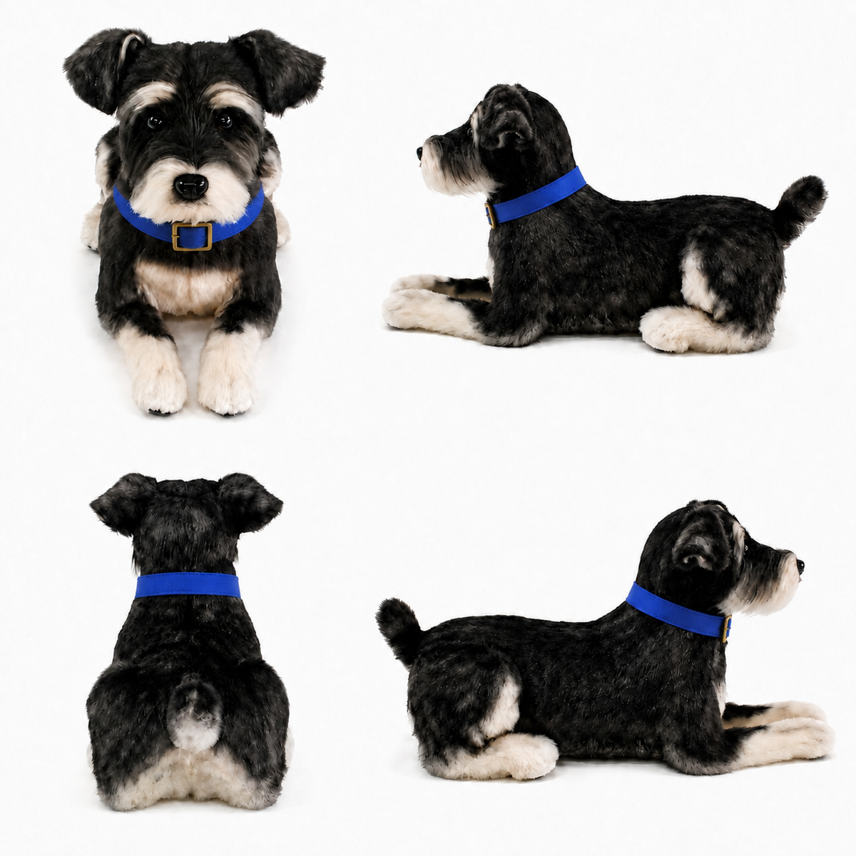 Ready-Made Miniature Schnauzer Plush - blue collar views