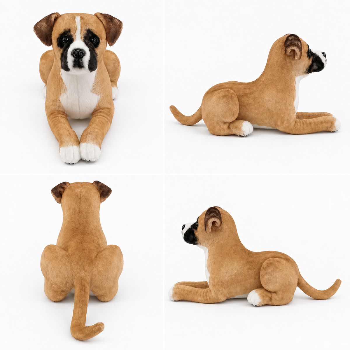 Ready-Made Boxer Plush - front, back and side views