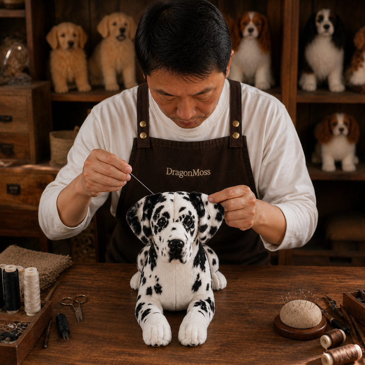 Ready-Made Great Dane Plush - crafting scene