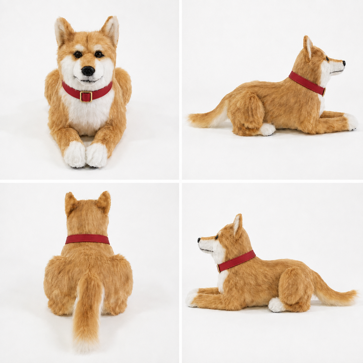 Ready-Made Shiba Inu Plush - red collar views