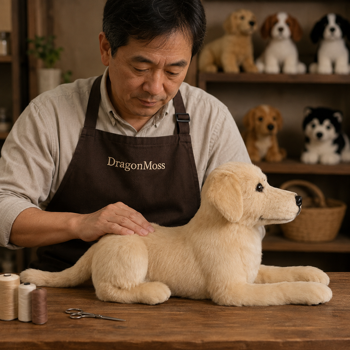 Ready-Made Labrador Retriever Plush - crafting scene