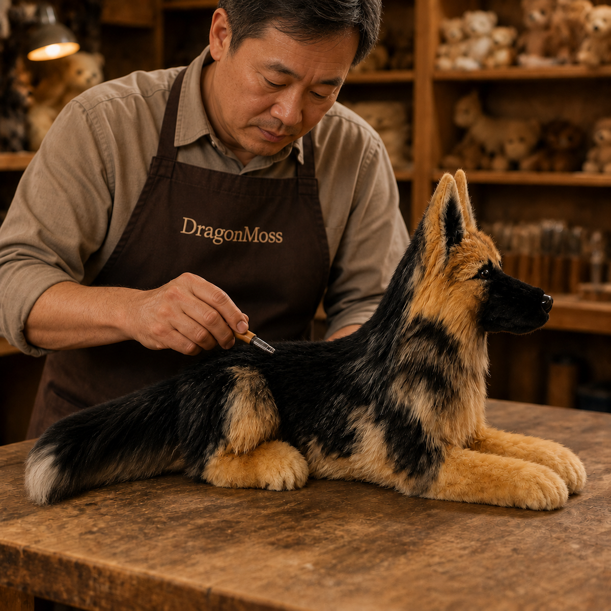 Ready-Made German Shepherd Plush - crafting scene