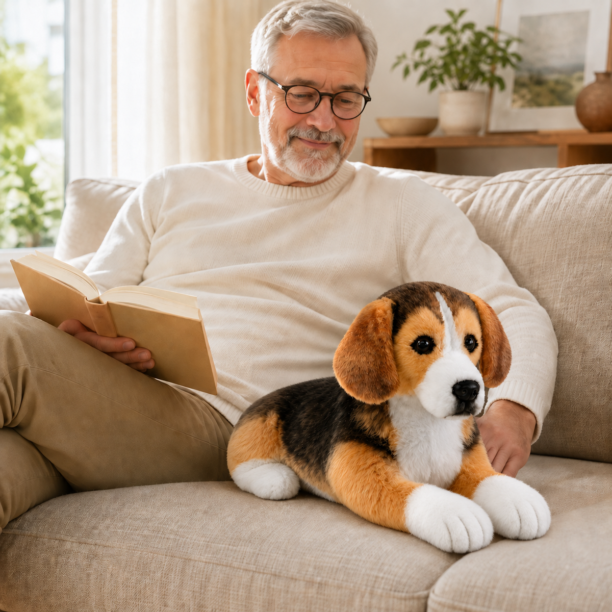 Ready-Made Beagle Plush - held for companionship