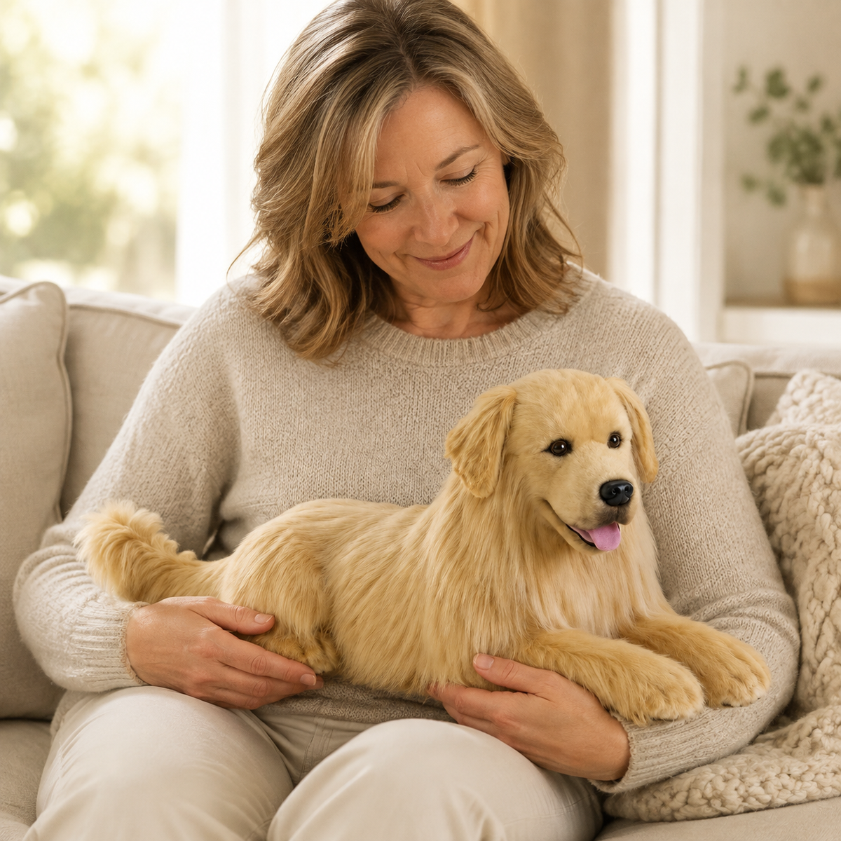 Ready-Made Golden Retriever Plush - held for companionship