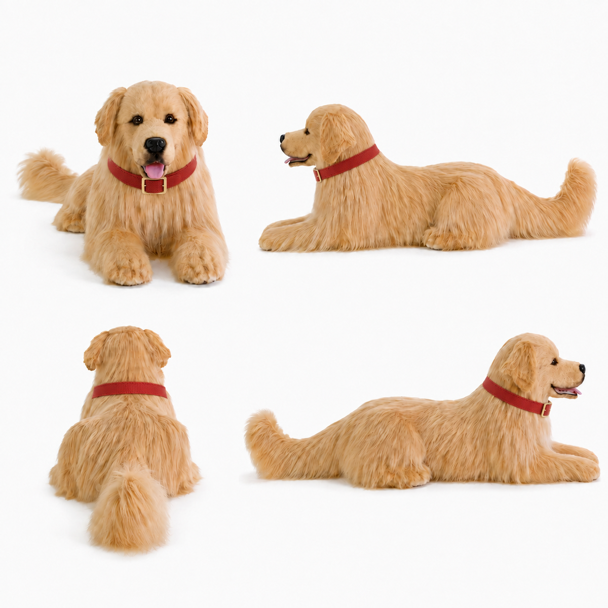 Ready-Made Golden Retriever Plush - red collar views