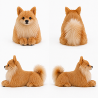Ready-Made Pomeranian Plush - front, back and side views