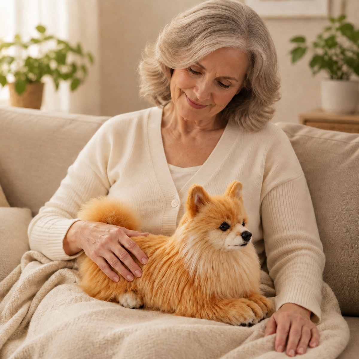 Ready-Made Pomeranian Plush - held for companionship