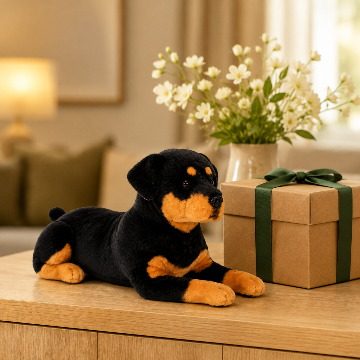 Ready-Made Rottweiler Plush - gift scene