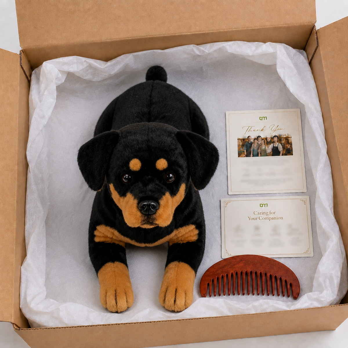 Ready-Made Rottweiler Plush - packaging presentation