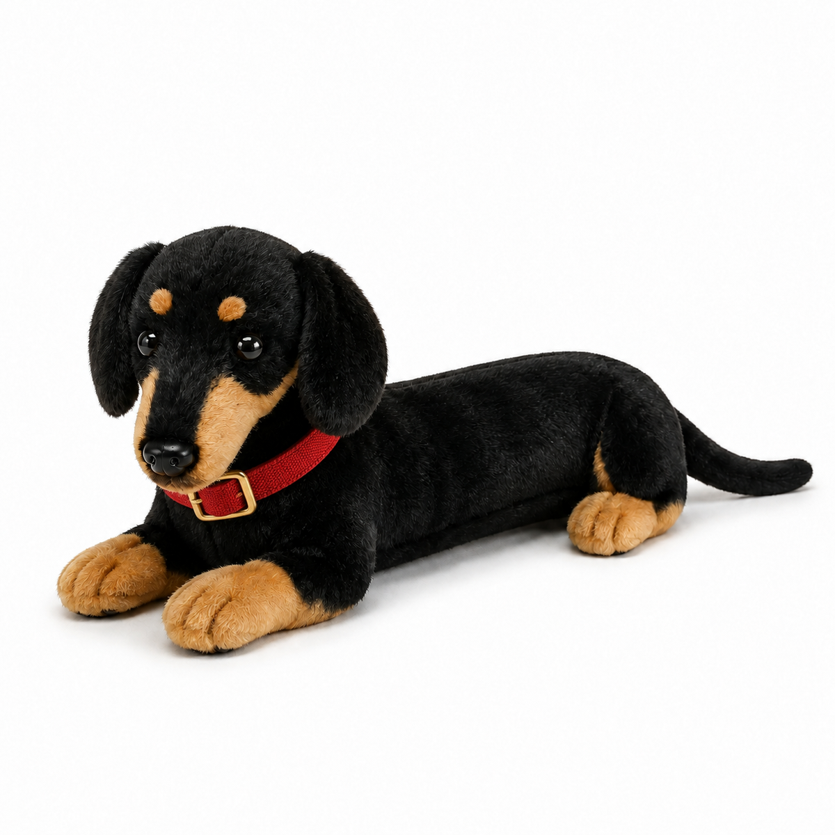 Ready-Made Short-Haired Dachshund Plush - red collar views