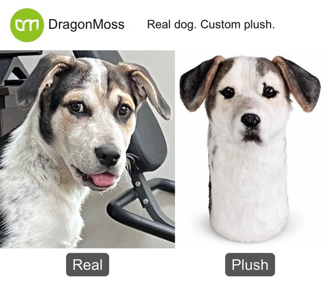Dog photo beside a custom PawCaddie golf headcover, comparison 17