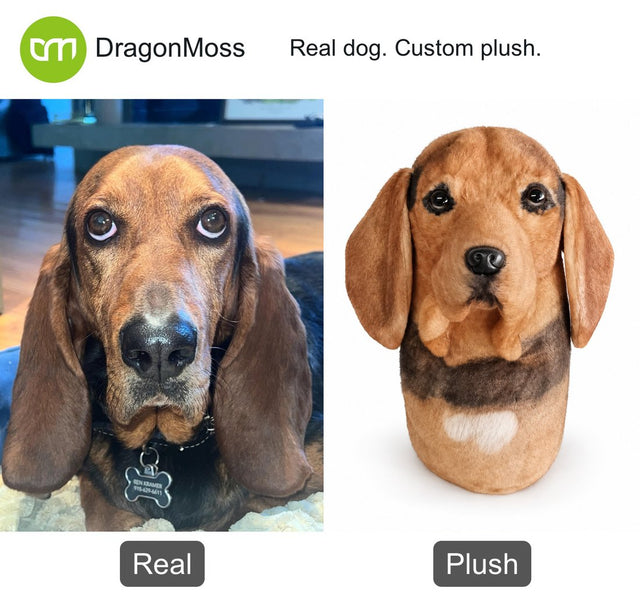 Dog photo beside a custom PawCaddie golf headcover, comparison 50
