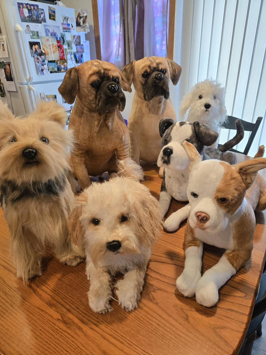 A collection of handmade custom pet plush keepsakes