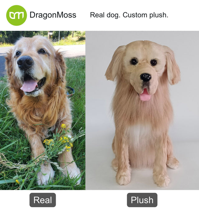 Dog photo beside a full-body custom plush, comparison 139